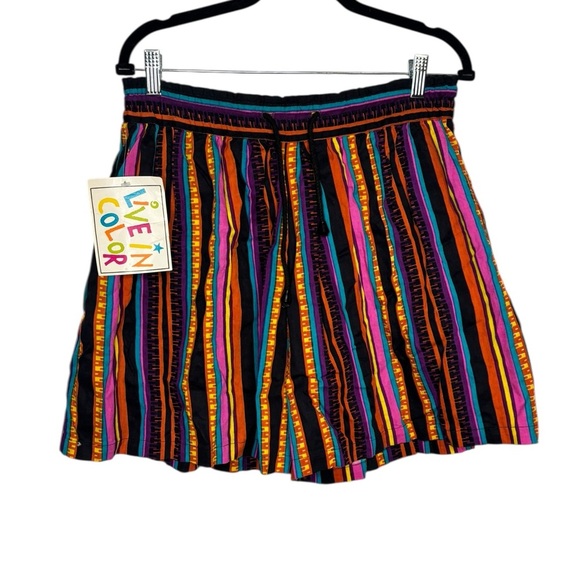 NWT VTG Woodstock 80s Live in Color Colorful Cotton Stripped Shorts Size Medium - Picture 1 of 11